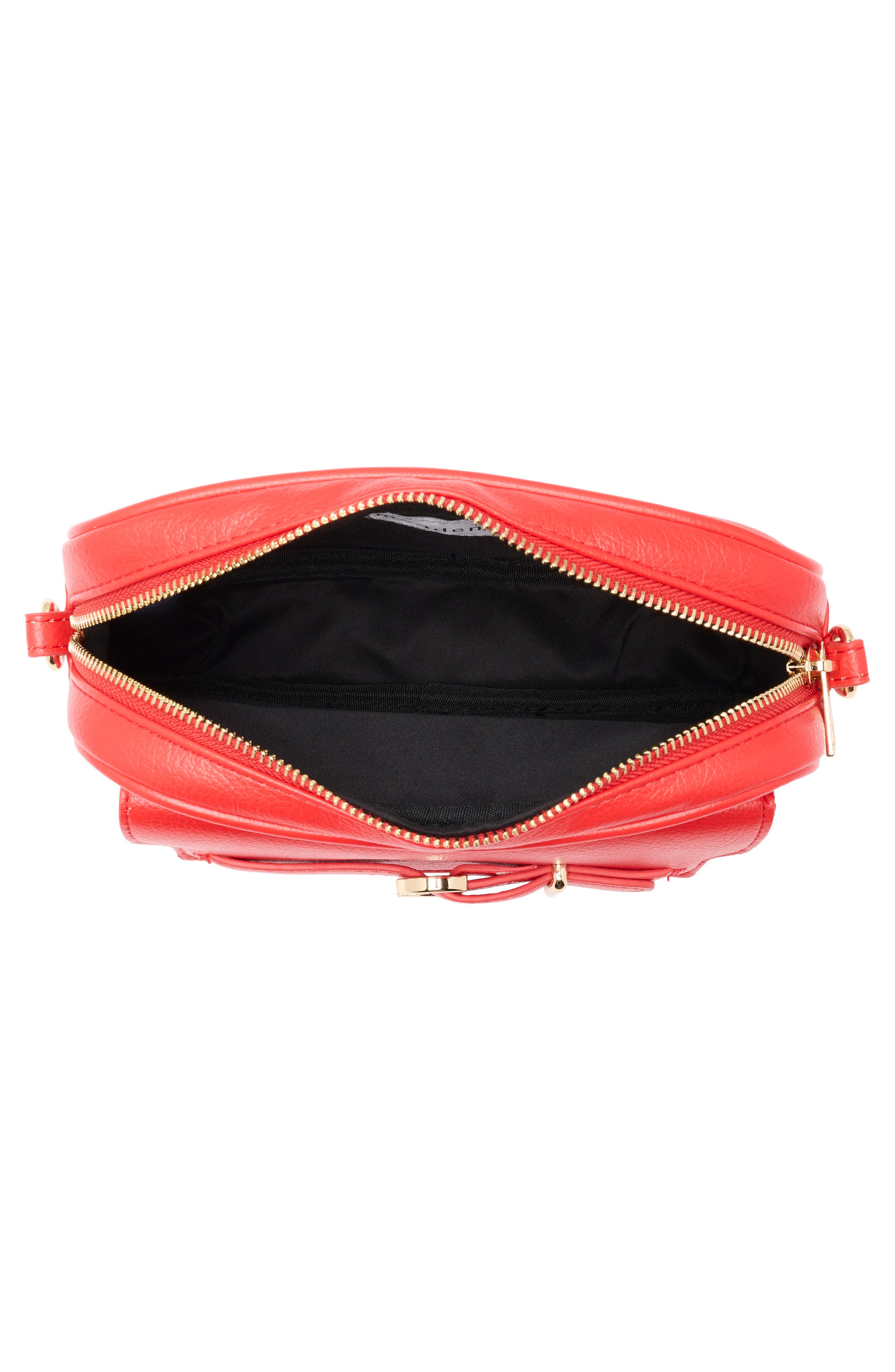 Textured Faux Leather Camera Bag, Alternate, color, SCARLET