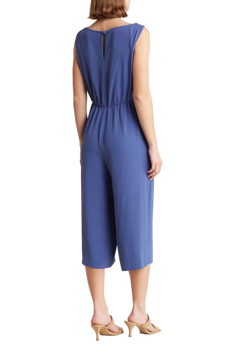 Sleeveless Tie Front Capri Crop Jumpsuit, Alternate, color, DEMIN