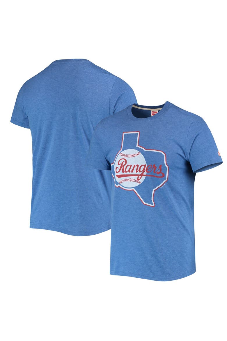 Men's Homage Royal Texas Rangers Hand-Drawn Logo Tri-Blend T-Shirt, Main, color, Royal