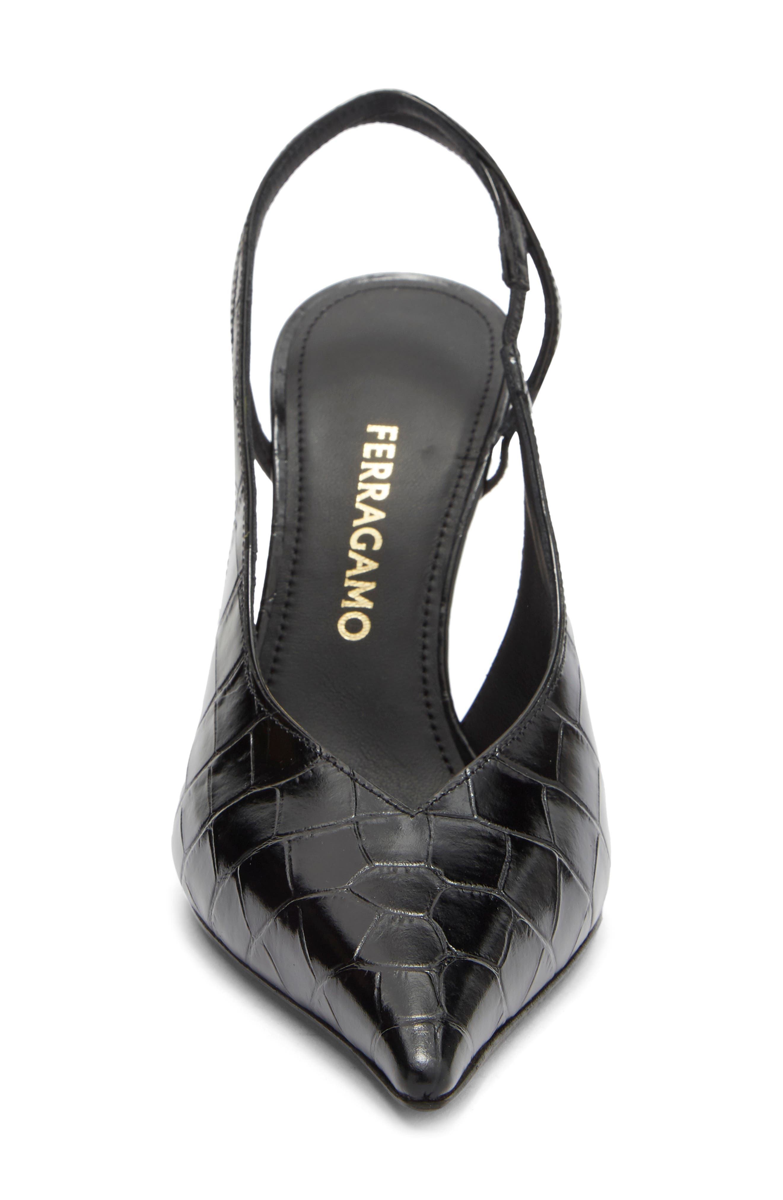 Cressy Pointed Toe Slingback Pump, Alternate, color, NERO VERN SETA PAINT