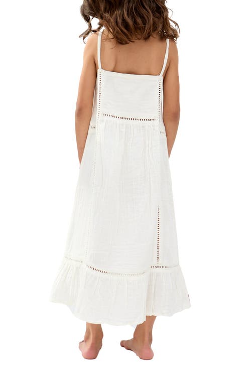 Raffya Kids Eina Ladder Insert Embroidered Dress In White