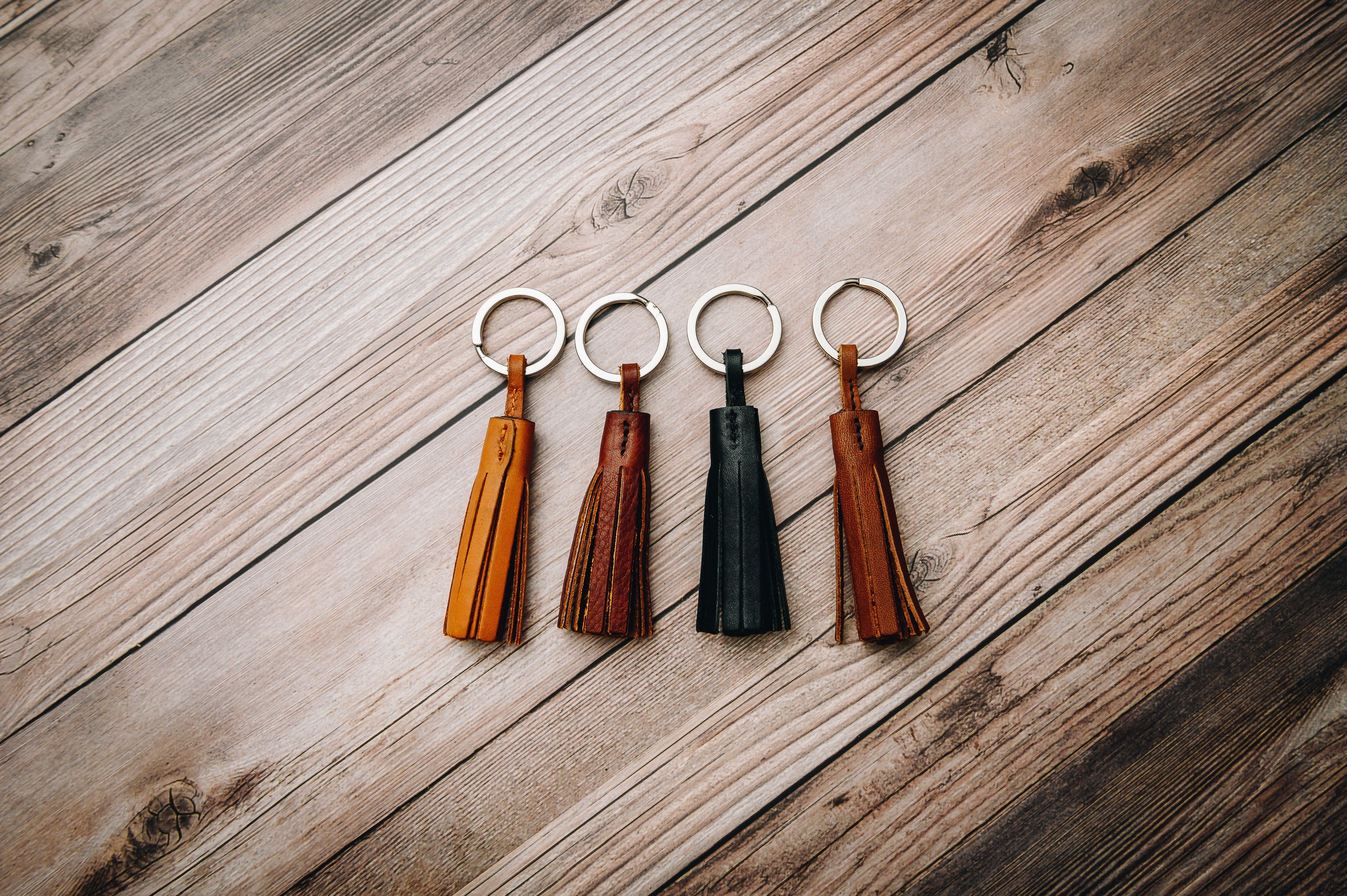 Fuller Leather Tassel Key Chain, Alternate, color, Tan