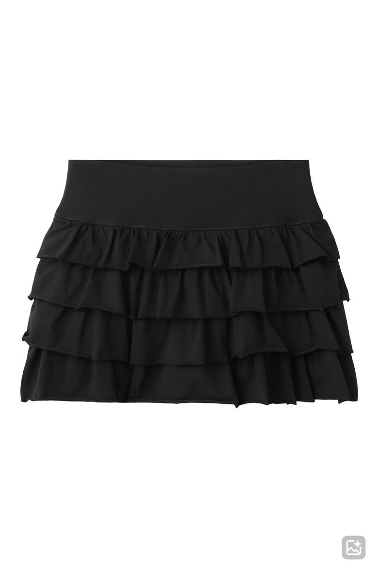 Ruffled Stretch Cotton Miniskirt, Main, color, BLACK