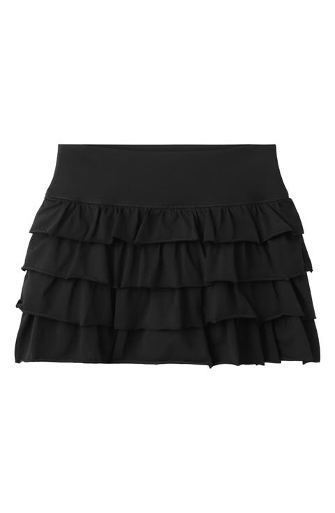 Ruffled Stretch Cotton Miniskirt