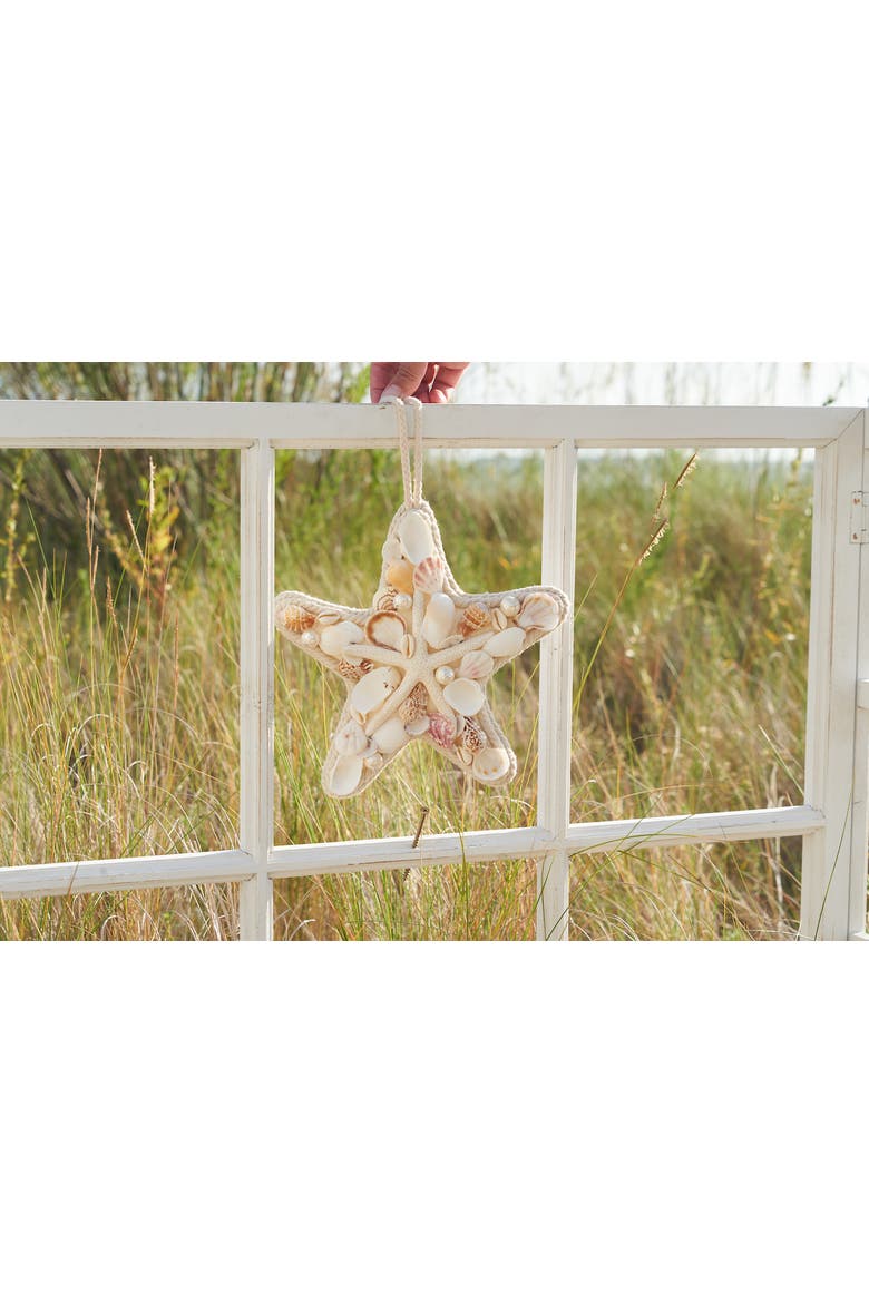 Shell Star Decorative Wall Art Sculpture 9.1" x 9.6", Alternate, color, White