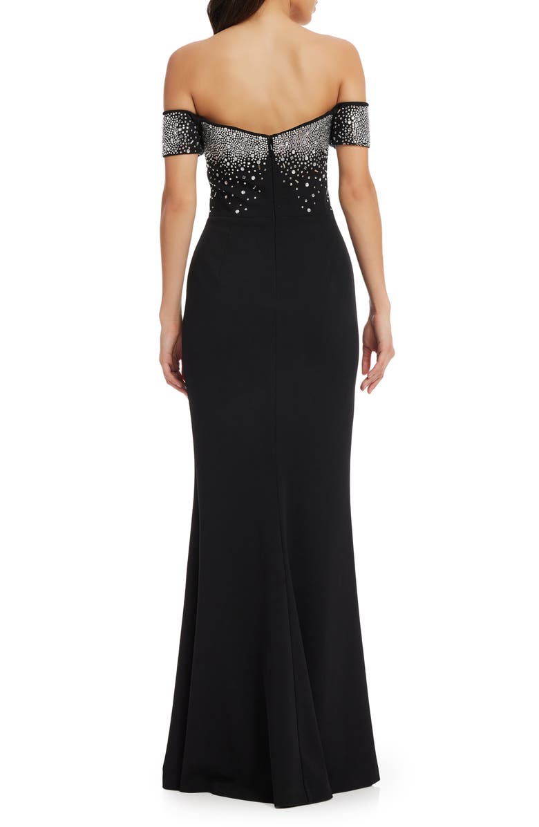 Dress the Population Logan Embellished Off the Shoulder Gown, Alternate, color, Black-Silver