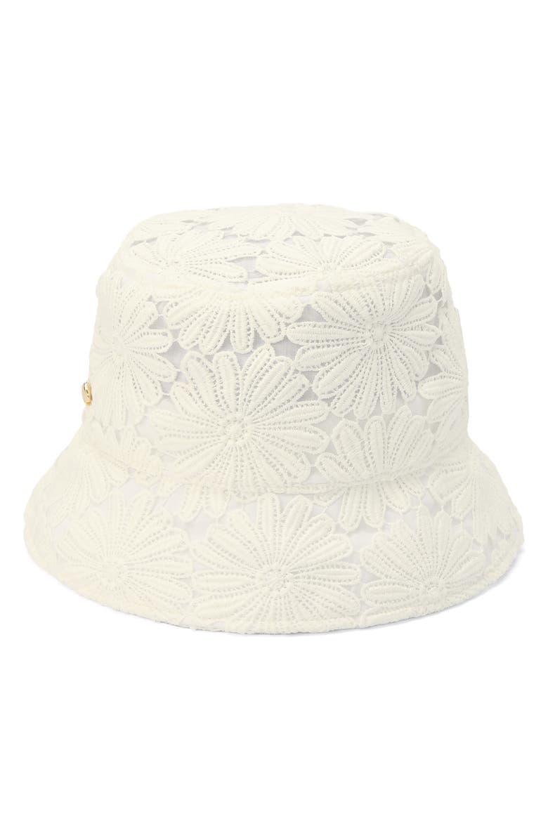 Kate Spade New York daisy lace bucket hat, Main, color, Fresh White