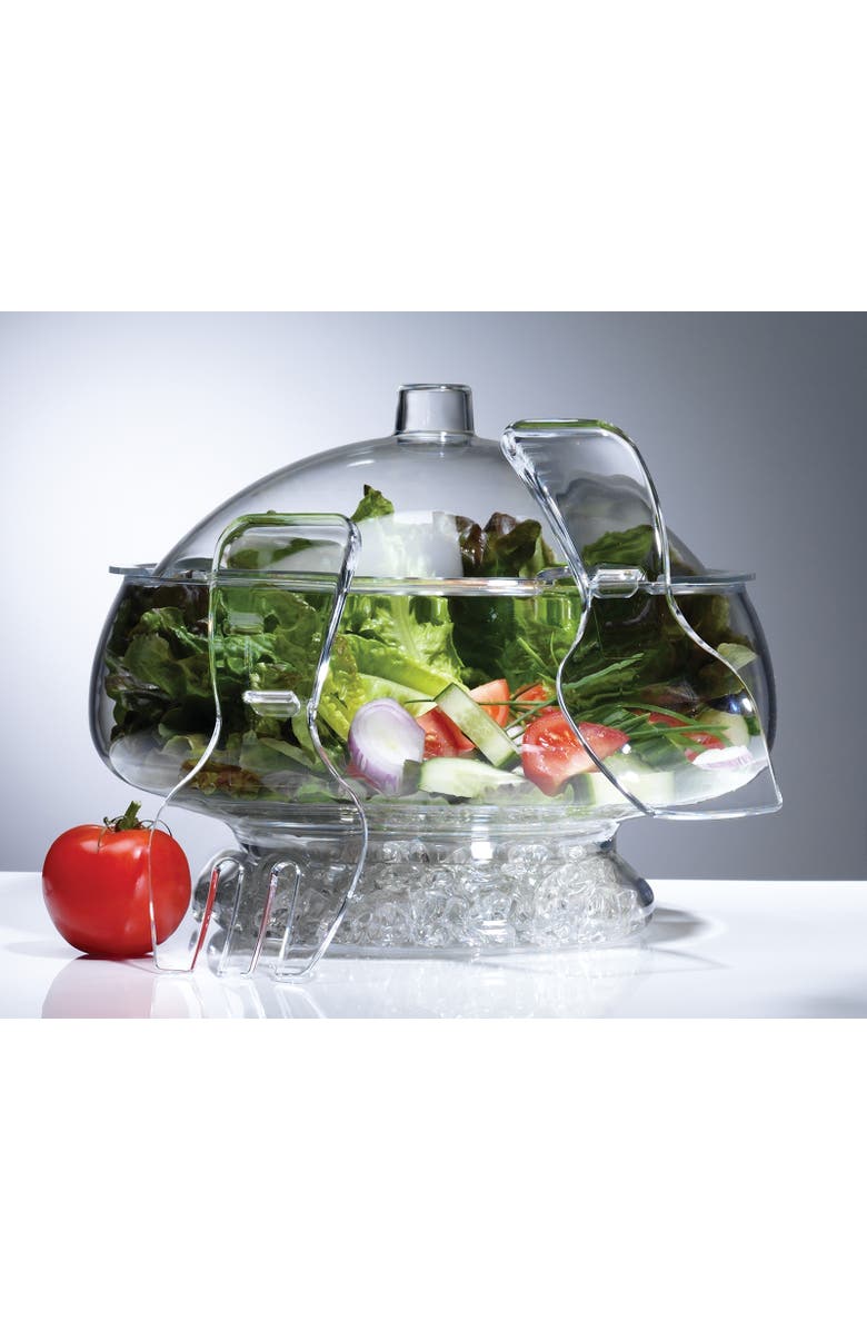 PRODYNE Salad On Ice Acrylic Salad Bowl & Servers with Dome Lid, Main, color, Clear