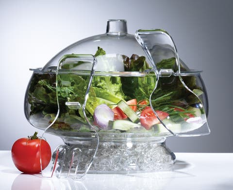 Salad On Ice Acrylic Salad Bowl & Servers with Dome Lid