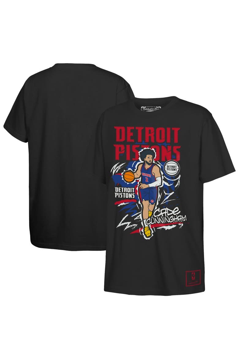 Youth Mitchell & Ness Cade Cunningham Black Detroit Pistons Chalked Up Player T-Shirt, Main, color, Black