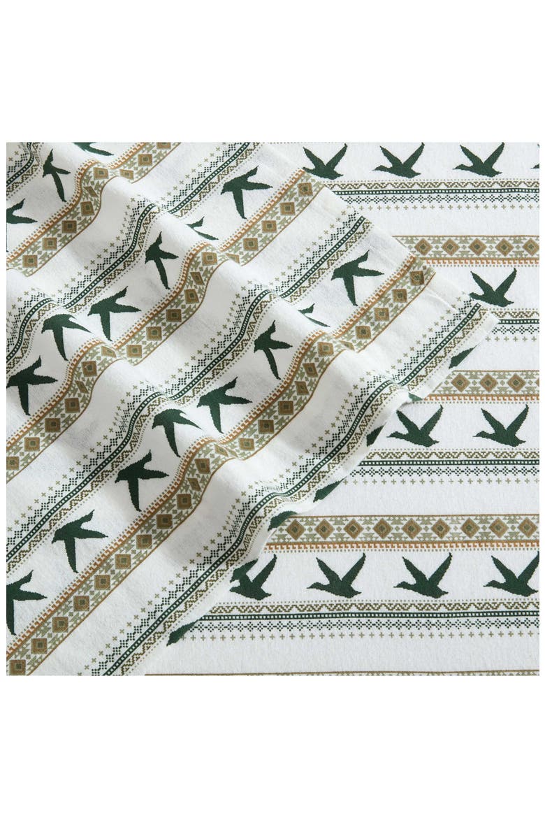 Goose Sweater Cotton Sheet Set, Alternate, color, OFF WHITE/ EVERGREEN