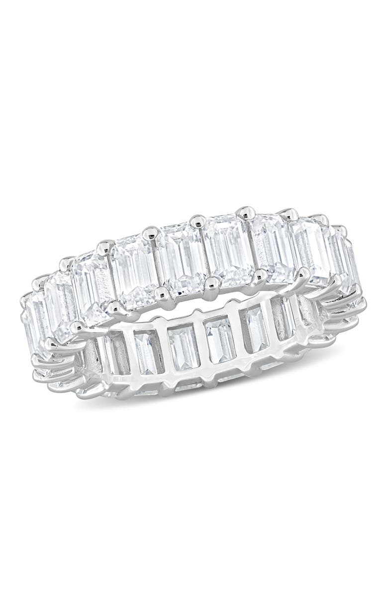 Julianna B. 6 1/3ct D.E.W. Emerald-cut Moissanite Eternity Ring, Main, color, Sterling Silver