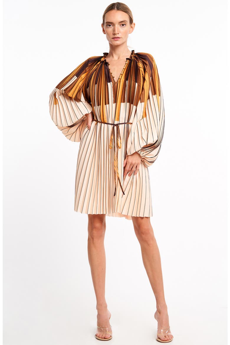 Jordanna Print Tie Waist Long Sleeve Dress, Alternate, color, YELLOW MULTI