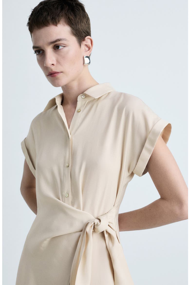 Short Sleeve Wrap Shirtdress, Alternate, color, BEIGE