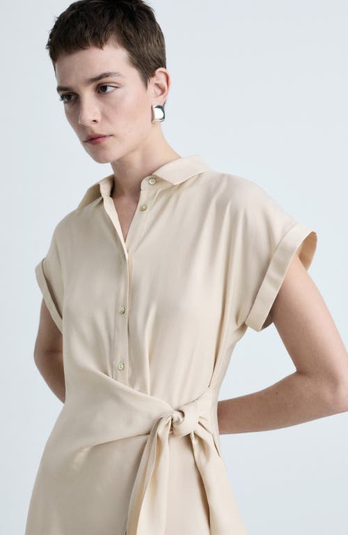 Mango Short Sleeve Wrap Shirtdress In Beige