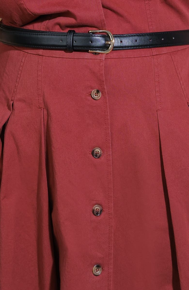 FLYING TOMATO Belted Cotton Shirtdress, Alternate, color, Berry