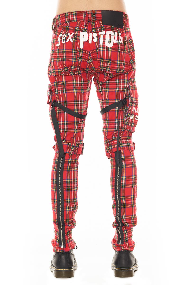 Cult of Individuality Rocker Sex Pistols Plaid Slim Leg Cargo Pants, Alternate, color, Plaid