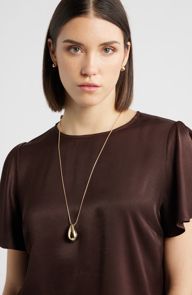 Nordstrom Polished Teardrop Pendant Necklace, Alternate, color, Gold