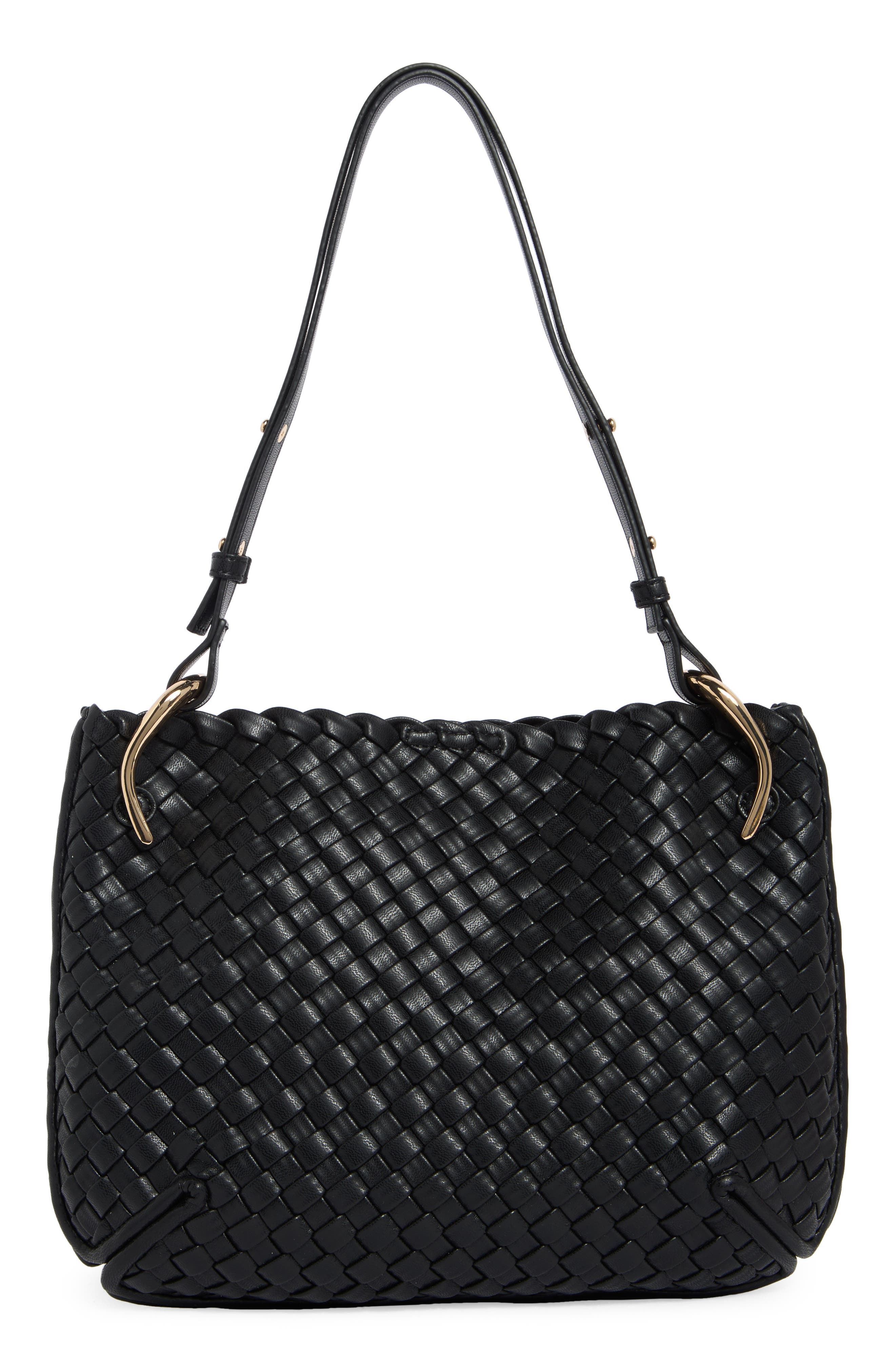 URBAN EXPRESSIONS HANDBAGS Woven Hobo Shoulder Bag, Main, color, Black