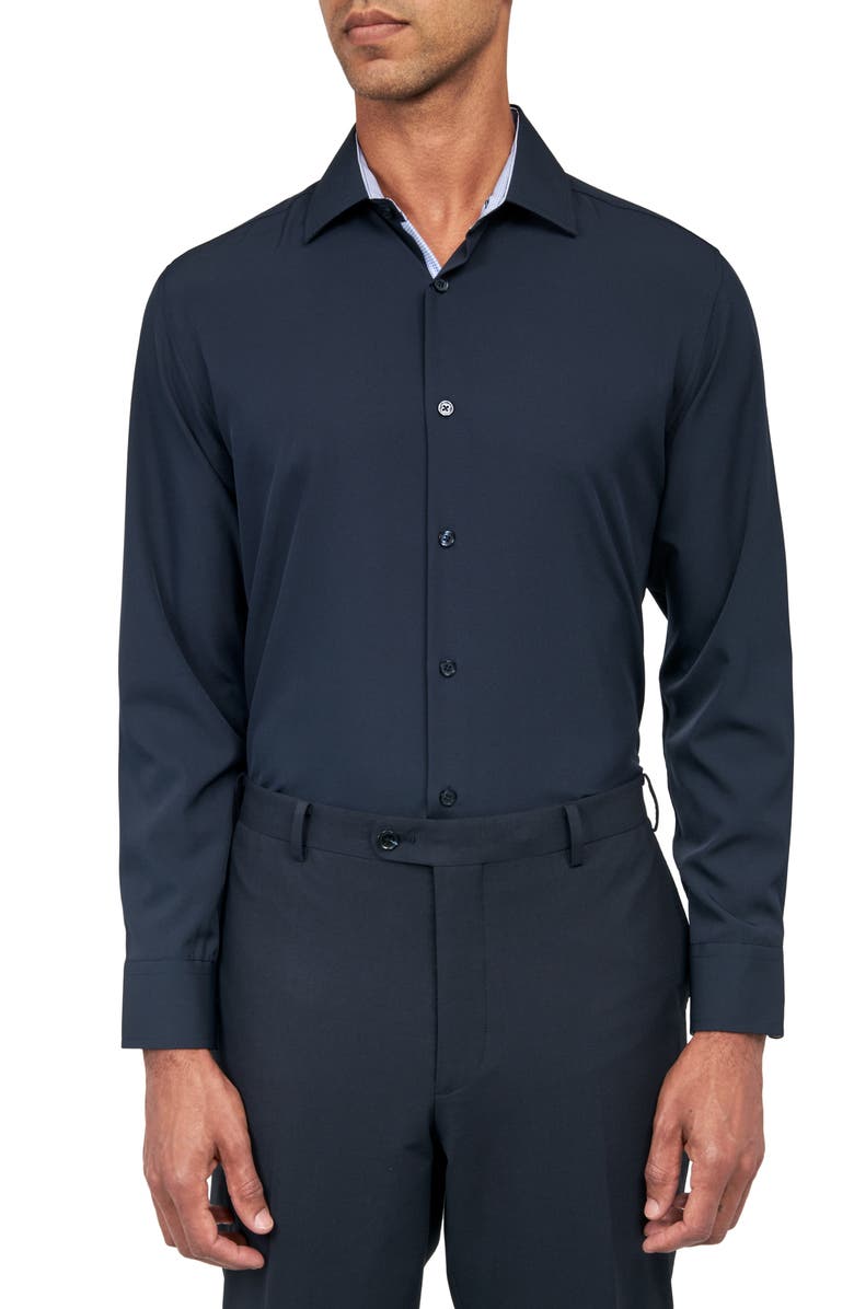 W.R.K Slim Fit Stretch Performance Dress Shirt, Main, color, Navy