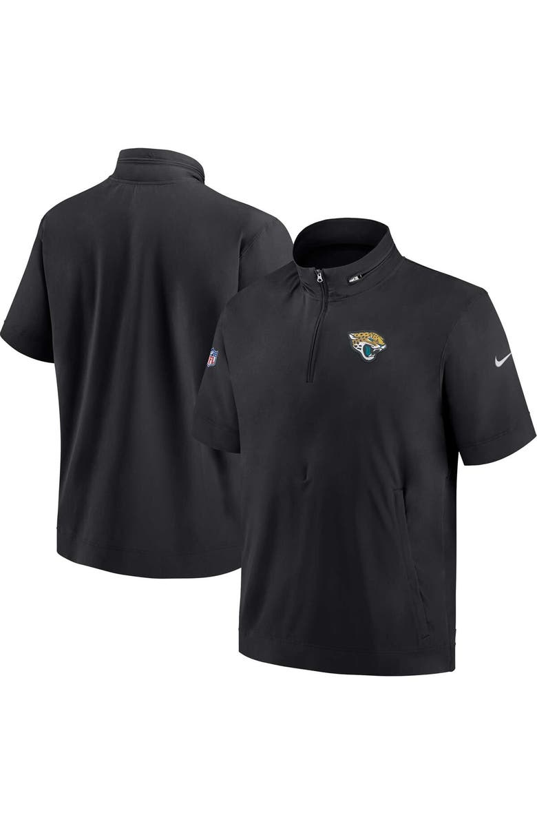 Nike Men's Nike Black Jacksonville Jaguars Sideline Coach Short Sleeve Hoodie Quarter-Zip Jacket, Alternate, color, Black