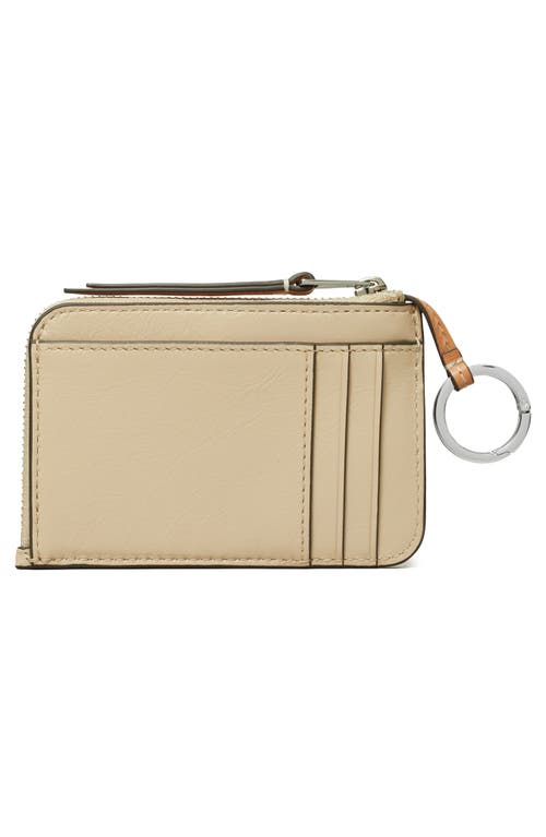 Tory Burch T Monogram Leather Card Case In Khaki Sand