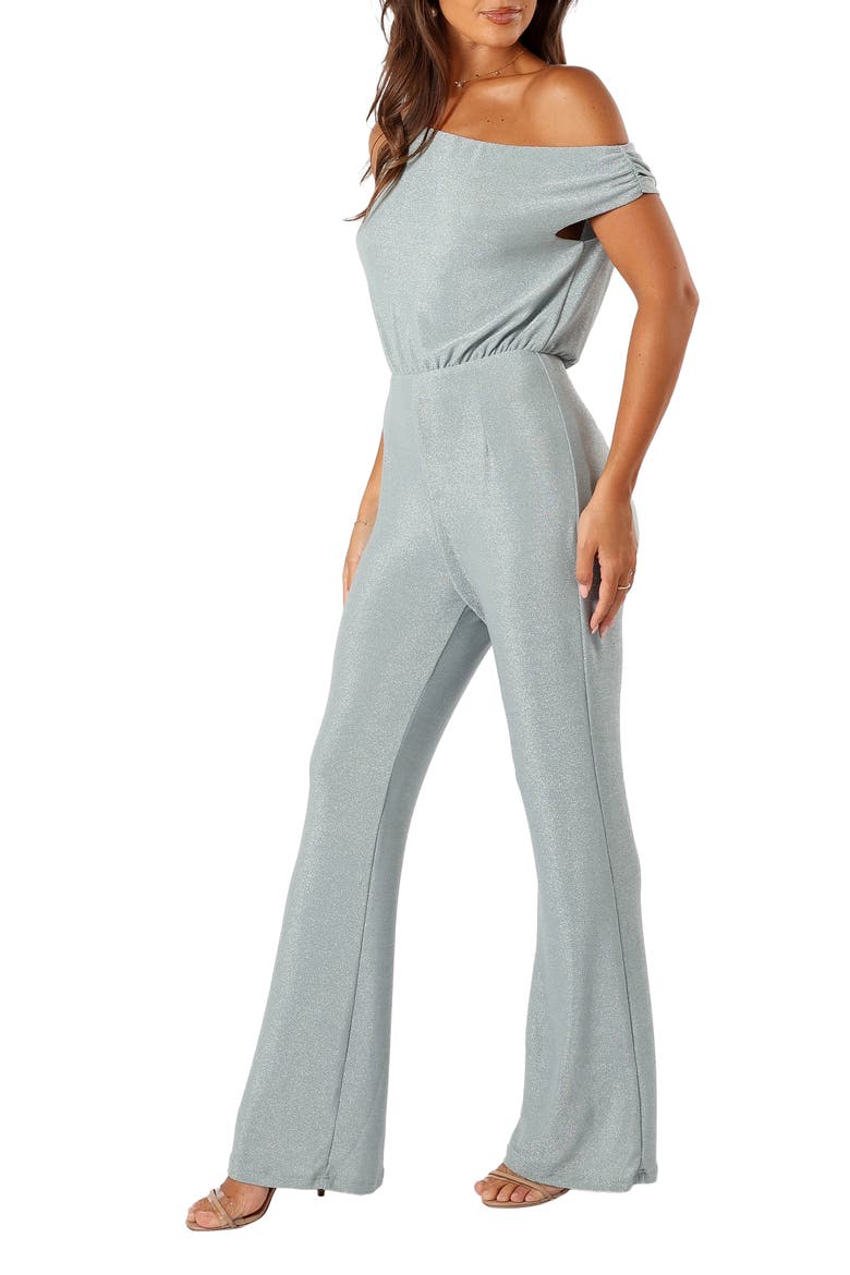 Heather Sparkle One-Shoulder Jumpsuit, Alternate, color, SAGE