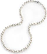 The Pearl Source 5.5-6.0mm Hanadama Akoya White Pearl Necklace