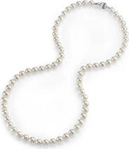 The Pearl Source 5.5-6.0mm Hanadama Akoya White Pearl Necklace
