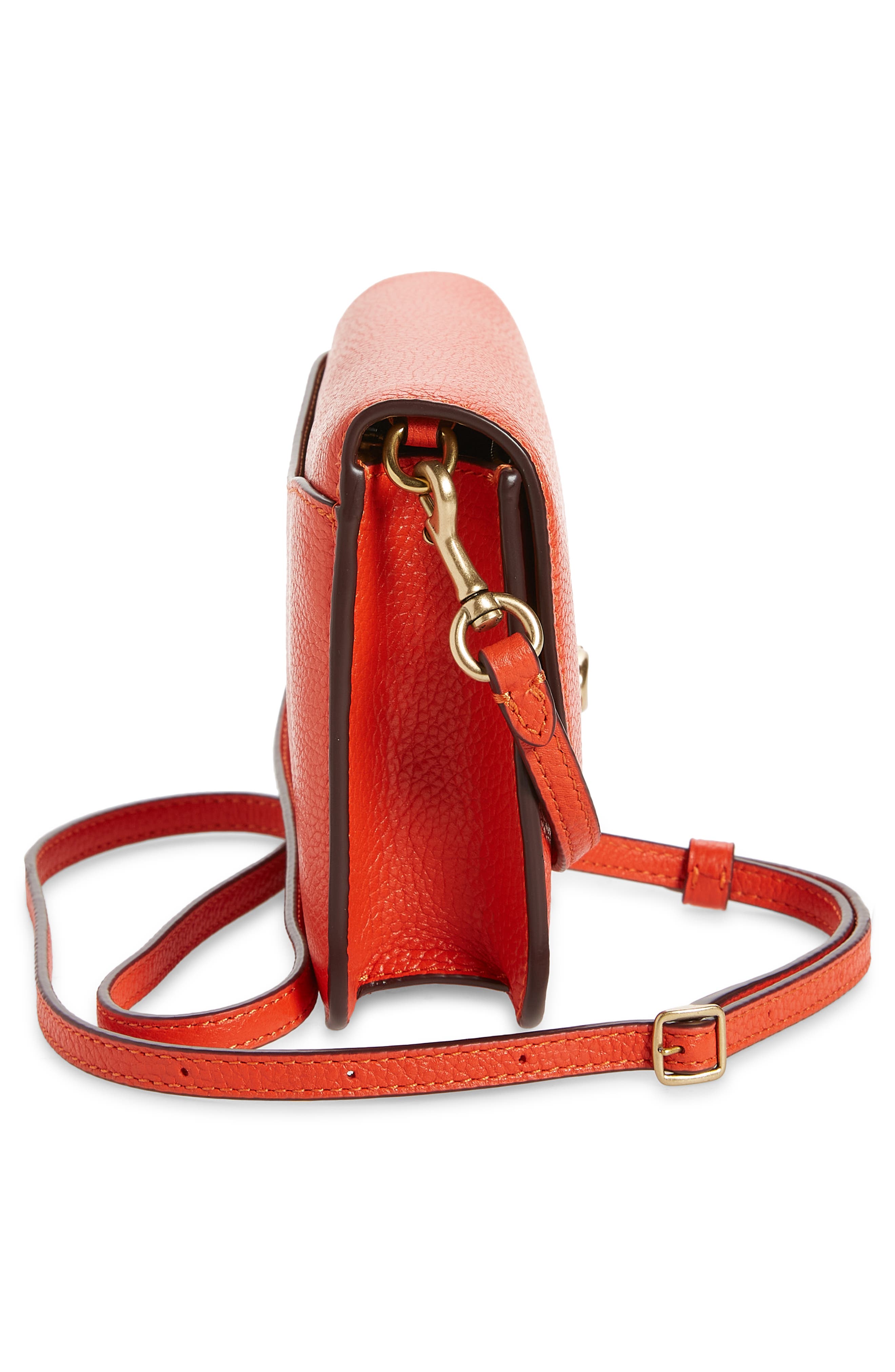Hayden Leather Crossbody Bag, Alternate, color, RED ORANGE