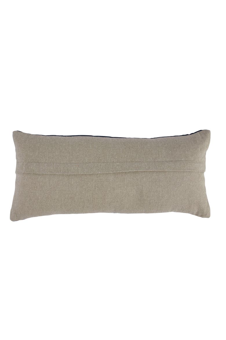 Cotton Velvet Embroidered Lumbar Pillow with Beetles and Chambray Back, Multicolor, Alternate, color, Blue