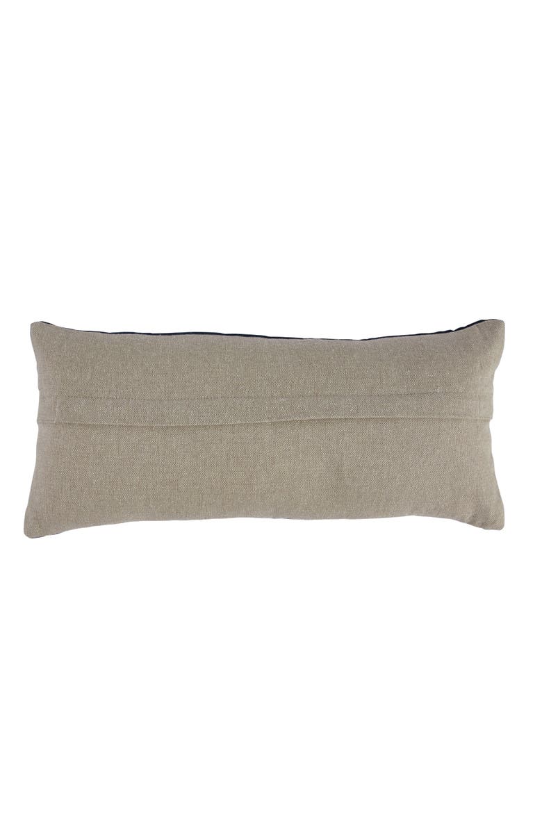 Storied Home Cotton Velvet Embroidered Lumbar Pillow with Beetles and Chambray Back, Multicolor, Alternate, color, Blue