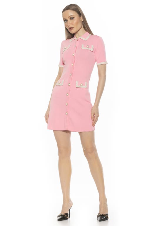 Alexia Admor Odette Short Sleeve Knit Shirtdress In Pink