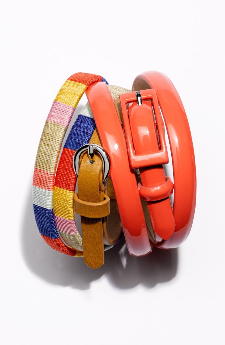 Another Line 'Updated' Skinny Patent Belt, Alternate, color,