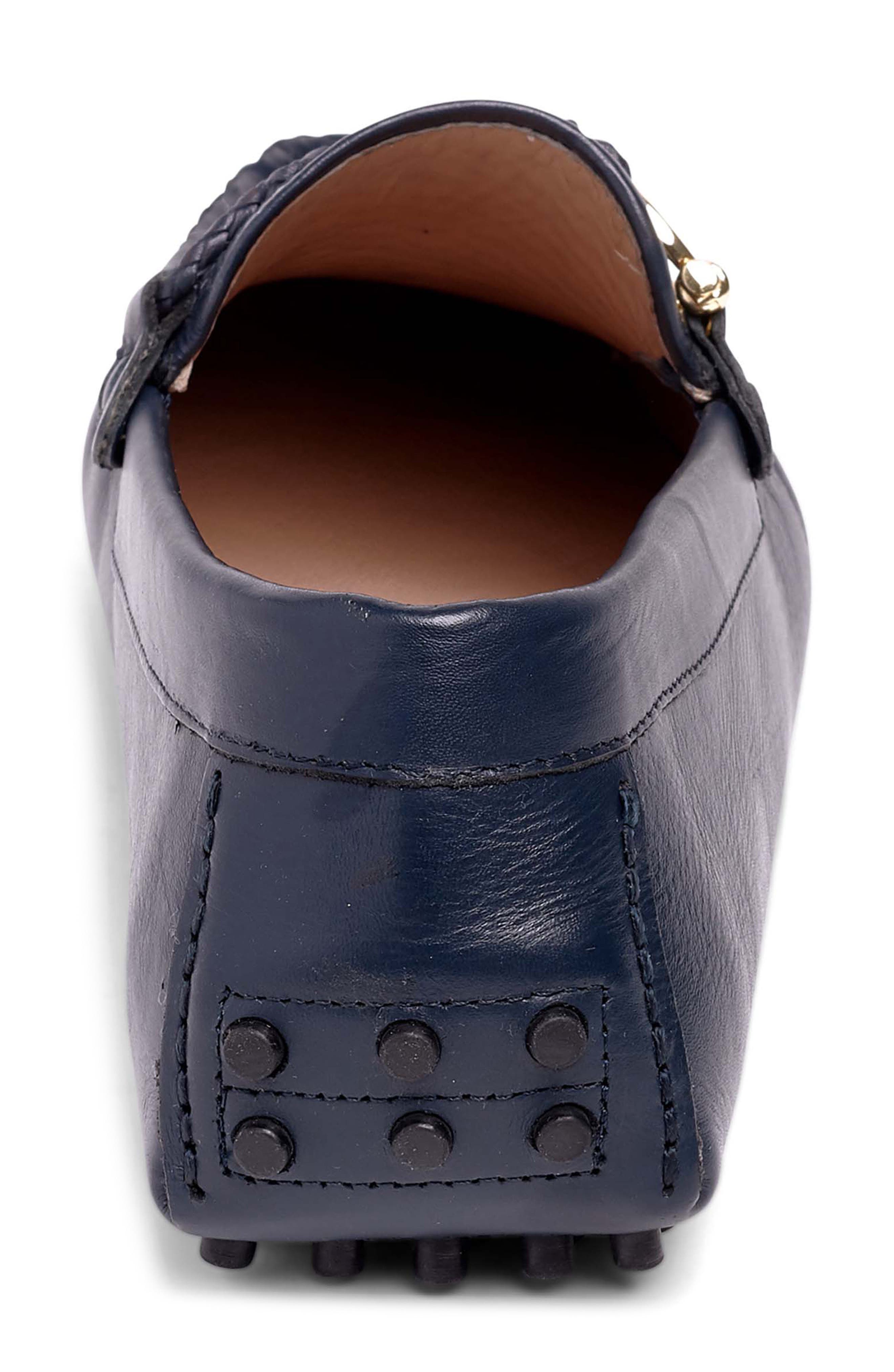 Malone Woven Leather Driver, Alternate, color, NAVY BLUE