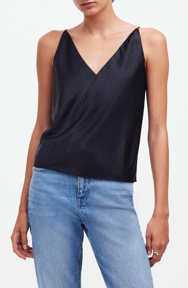 Madewell V-Neck Satin Camisole Top, Main, color, 