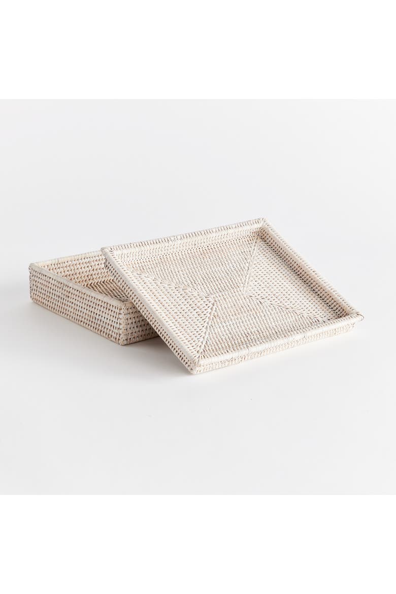Burma Rattan Lidded Letter Storage Decorative Tray, Alternate, color, White