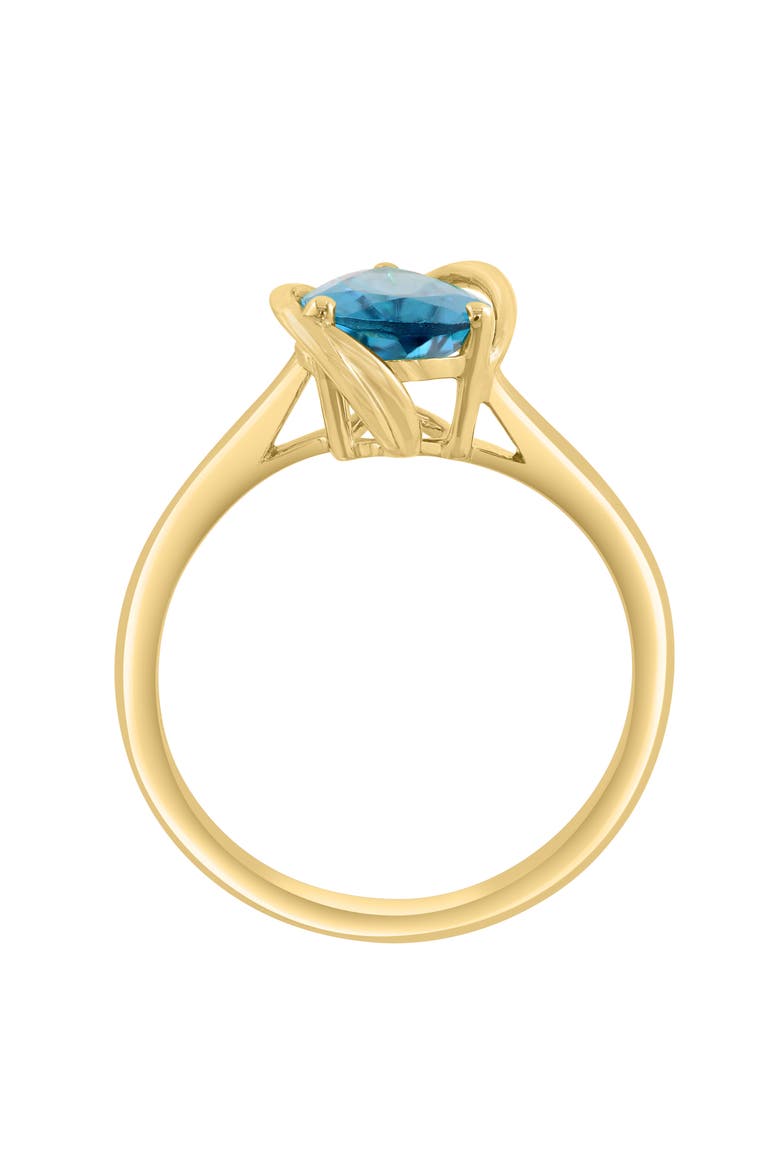 14K Gold Plated Sterling Silver Blue Topaz & Diamond Ring, Alternate, color, BLUE