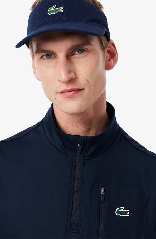 Lacoste Sleeveless Quarter Zip Pullover In Blue