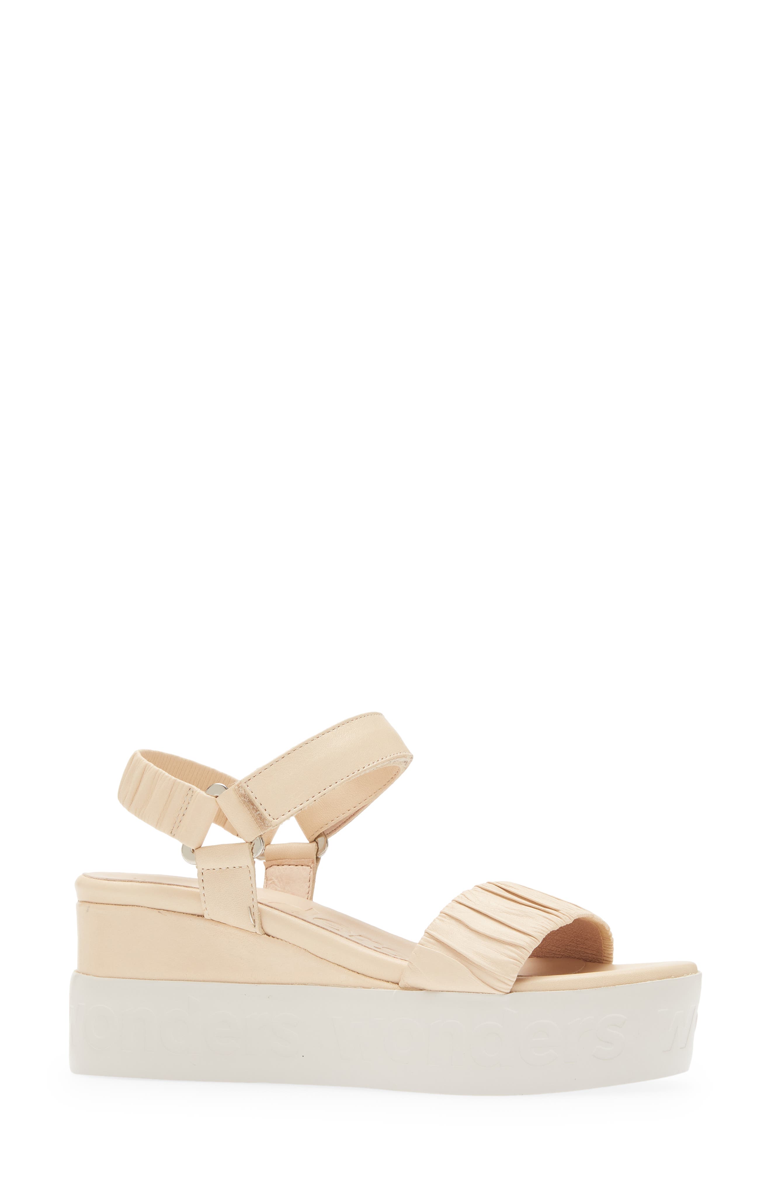 Platform Wedge Sandal, Alternate, color, NATURAL LEATHER
