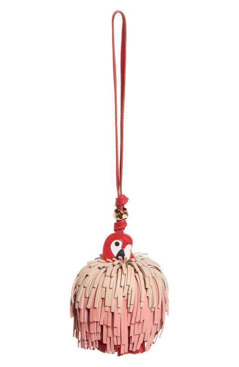 Parrot Fringe Leather Bag Charm