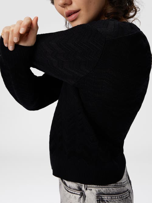 Missoni Crew Neck Sweater With Chevron Pattern In Black