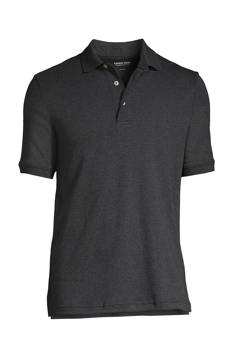 Lands' End Short Sleeve Cotton Supima Polo Shirt, Alternate, color, Dark Charcoal Heather