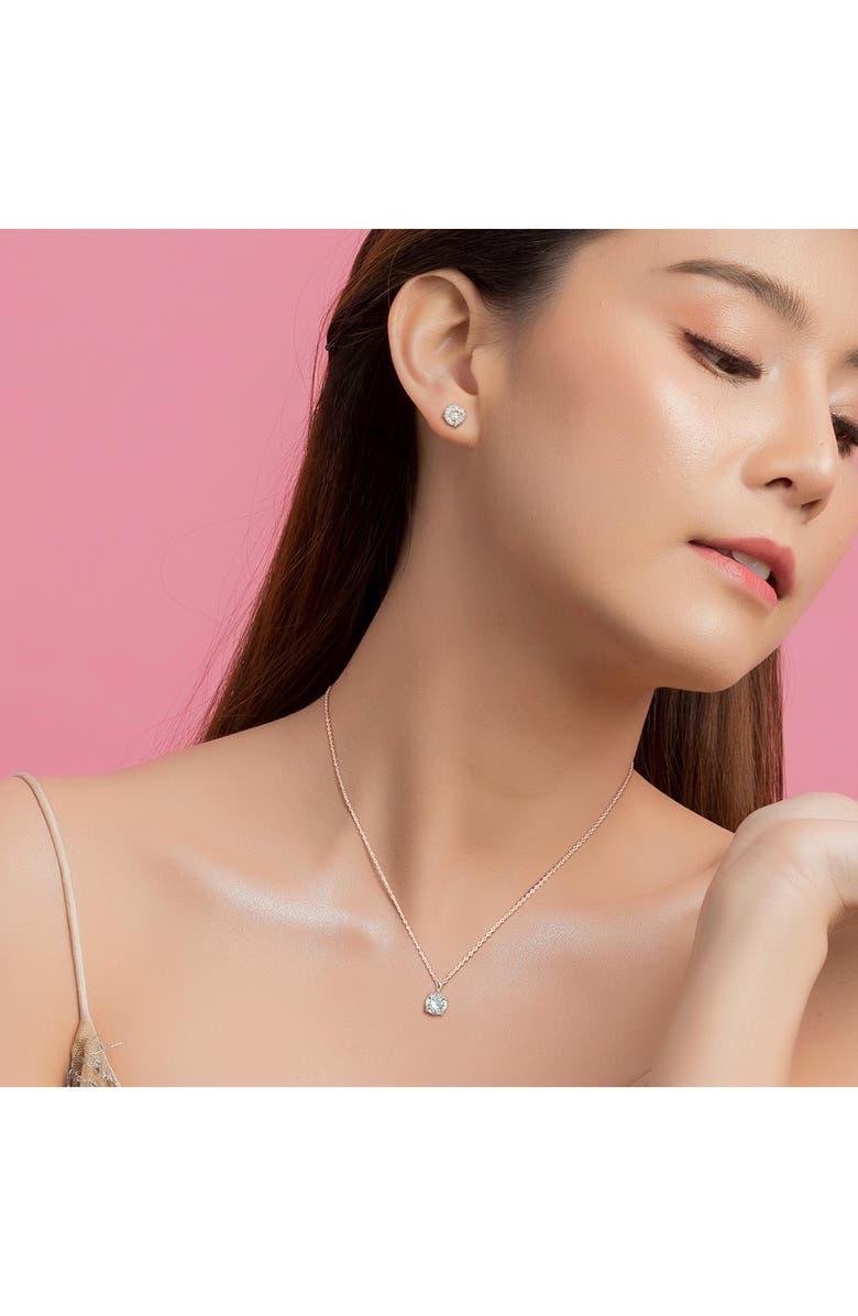 DELMAR Aquamarine Stud Earrings & Pendant Necklace Set, Alternate, color, Blue