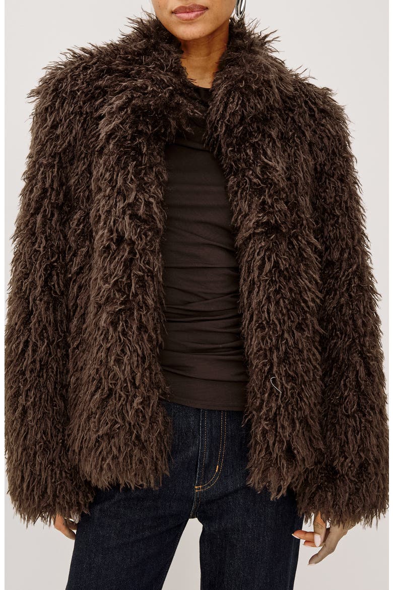 Blisse Faux Fur Coat, Main, color, ESPRESSO