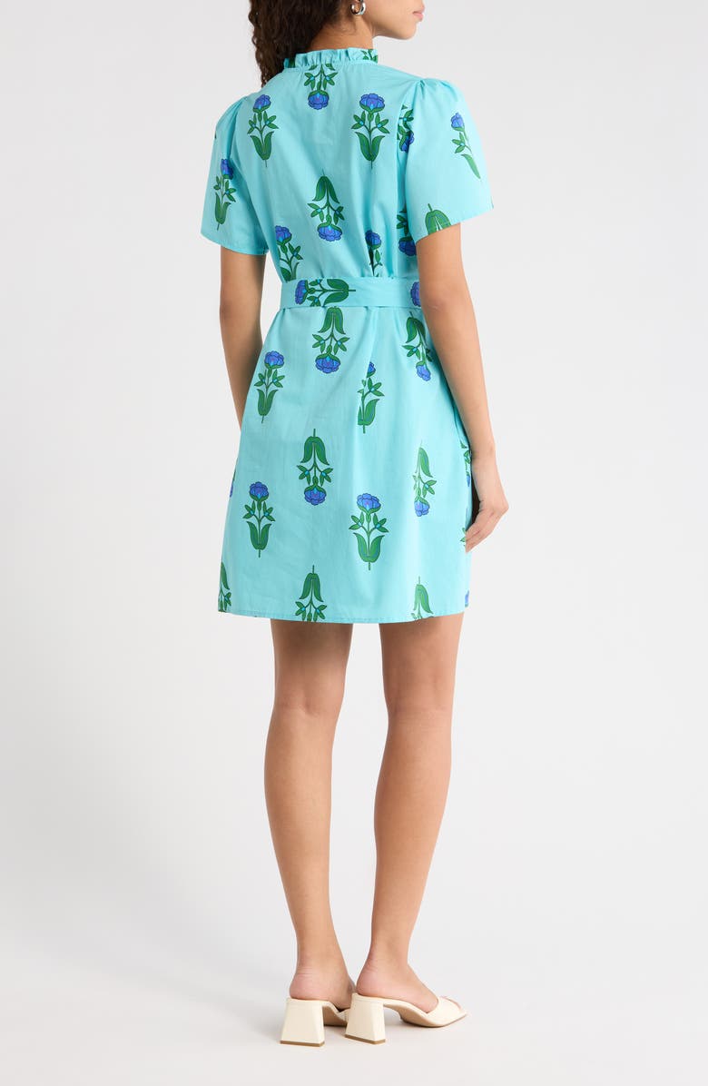 SUGARLIPS Amena Floral Ema Belted Cotton Dress, Alternate, color, Blue-Greens-Multi