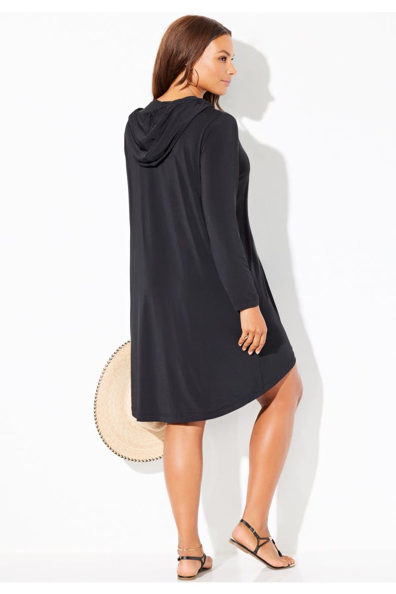 Pack & Go Wrinkle Resistant Cover Up Hoodie Dress, Alternate, color, Black