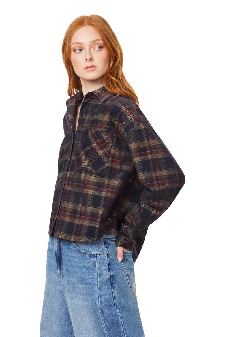 Plaid Cropped Cotton Shirt, Alternate, color, MULTI PLAID