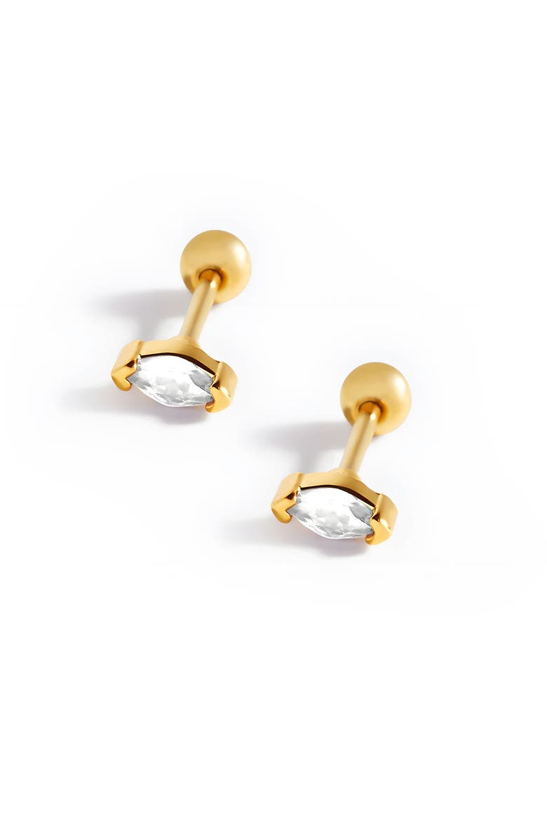 Marquis Gemstone Sleeper Stud Earrings, Main, color, Gold / Clear