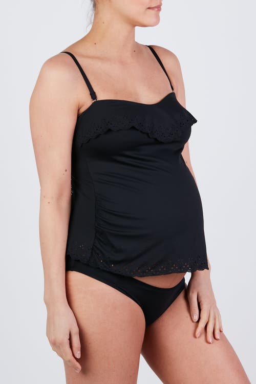 Cache Coeur Maternity Tankini Bloom In Black